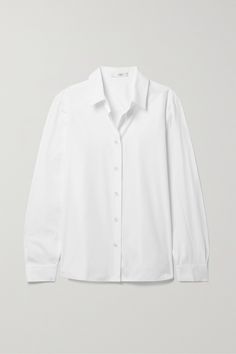 If a truly great shirt is what’s missing from your capsule wardrobe, let The Row's button-down fill the gap. Made from crisp cotton-poplin, this 'Sadie' style has a slim fit and fastens with mother-of-pearl buttons. Loose White Button Up, Classic Shirts Women, White Button Up Women, White Shirt Png, Button Up Shirt Outfit Women, White Button Up Shirt Outfit, Formal White Shirt, Button Up White Shirt, White Shirt Women