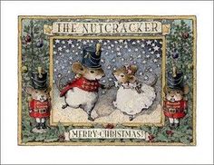 the nutcracker merry christmas card with two mice