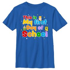 Let your imagination run wild with the magic of Crayola! You can always count on Crayola to bring quality and fun to all your art projects, and now you can show your appreciation for the brand with vibrant officially licensed apparel for children and adults alike! This Boys' Crayola First Day of School Graphic T-Shirt features adorable school supplies along with the statement: "This Is My First Day of School" printed in colorful lettering across the front. My First Day Of School, Colorful Lettering, Boys Graphic Tee, Kids Clothes Boys, Graphic Tee Design, Boy Tees, Top Graphic Tees, Casual Tee, First Day Of School