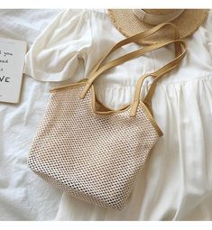 Straw Woven Fishnet Tote Bag with Inner Pouch, Retro Vibes, Summer Bag – Elena Handbags Summer Woven Sand-colored Shoulder Bag, Spring Beach Sand-colored Straw Bag, Summer Beige Bags With Braided Handles, Cream Straw Bag For Summer, Summer Sand-colored Straw Bag, Cream Crochet Bag For Summer Vacation, Summer Vacation Cream Crochet Bag, White Straw Beach Bags, Cream Straw Bag For Beach Vacation