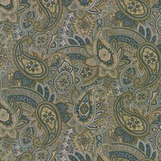 an image of a blue and green paisley pattern