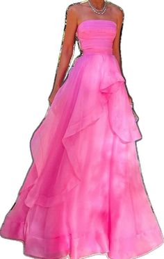 Organza Prom Dress, Prom Dresses Long Lace, Long Formal Gowns, Strapless Prom Dresses, Pink Party Dresses, Pink Party, Color Rosa, Formal Gowns, Leave In