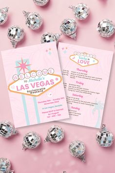 a pink las vegas birthday party with silver candies