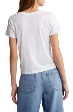 A staple you'll turn to time and again, this supremely soft cotton T-shirt layers well and looks great on its own. 21" length (size Medium) Crewneck Short sleeves 100% cotton Machine wash, tumble dry Imported Infant Tees, Looks Great, Cotton Tshirt, Short Sleeves, Nordstrom, Crew Neck, T Shirt