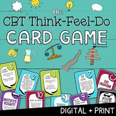 The CBT (Cognitive Behavioral Therapy) Think-Feel-Do Game, now in digital and printable formats, was designed to introduce students to automatic thought patterns, build flexible thinking skills, and re-frame perceptions.Topics include turning Helpful or Hurtful Thoughts, What Else Is Possible, How Thoughts Influence Feelings, How Feelings Influence Behavior, Emotional Identification, Coping Statements and Coping Strategies. Now Available in Google Slides™ Digital Format for Distance Learning! Th