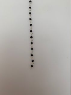 This Listing is for 3 Feet Black Spinel Silver Plated Faceted Rosary Beaded chain. Natural Gemstone Faceted Beaded Chain. Silver Plated Over Brass Wire With Anti Tarnish Finish. Chain Size is:2mm (Approx) Spiritual Black Chain Necklaces, Black Spiritual Chain Necklace, Spiritual Black Chain Necklace, Adjustable Beaded Necklace With Round Beads And Chain, Adjustable Beaded Necklaces With Round Beads And Chain, Black Beaded Chain Dangle Jewelry, Black Beaded Dangle Jewelry, Black Beaded Dangle Necklaces, Black Jewelry With Beaded Chain And Round Beads