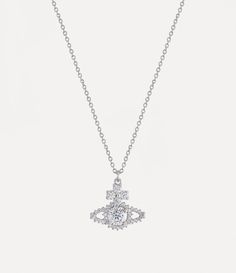 Valentina Orb Pendant Necklace in platinum-white-cz | Vivienne Westwood® Elegant Silver Orb Jewelry, Elegant Orb-shaped Sterling Silver Necklace, Silver Orb-shaped Metal Jewelry, Classic Jewellery, The Orb, Into The Future, Classic Jewelry, Jewellery Collection, Vivienne Westwood