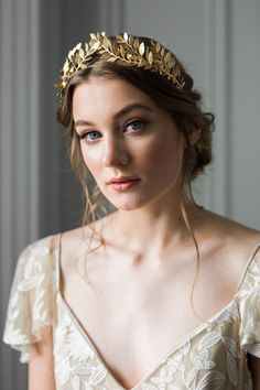 Halo Crown Wedding, Leaf Tiara, Gold Leaf Crown, Laurel Crown, Tiara Gold, Bridal Crown Tiara, Leaf Headband, Prom Hair Accessories