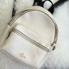 Mini White Coach Backpack. Small But Still Decent Size Perfect For Everyday Use Coach Mini Backpack, Coach Backpack, White Bag, Coach Bags, Bag Lady, Backpacks, Women Shopping, Color