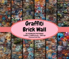 the graffiti brick wall has been painted with many different colors