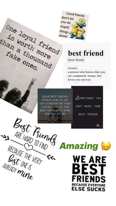 several different types of stickers on a white background, including one that says best friends and the other saying best friends