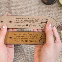 Celebrate this holiday season with a unique and heartfelt gift: our Personalized Engraved Leather Belt. Crafted from high-quality leather and designed for style and durability, this belt features a custom engraving that reads, "The only bell I want to jingle is yours."Ideal for your husband, this thoughtful message adds a romantic touch to a classic accessory. Whether for Christmas or any special occasion, this belt is not only a practical gift but also a cherished keepsake. Personalize it with your choice of initials or a special date to make it truly one-of-a-kind. Make this Christmas unforgettable with a gift that combines elegance, sentiment, and personalization. MESSAGE: The only bell I want to jingle is yoursThink of me whenever you take off your pants. I Love You. Let it snow, let i Heartfelt Gifts, Let It Snow, Practical Gifts, Custom Engraving, High Quality Leather, Leather Belt, I Want, Holiday Season, Special Occasion