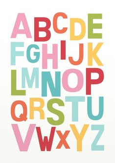 the letters are multicolored and have different font patterns on them, including one for each letter