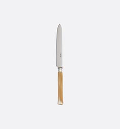 a knife with a wooden handle on a white background