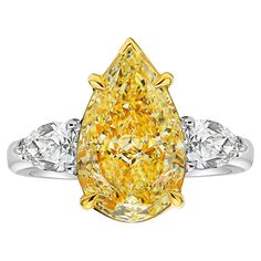 Pear Shapes, Rare Colors, Pear Shaped Diamond Ring, Yellow Sapphire Rings, Pear Shaped Ring, Pear Ring, Ring Ideas, Modern Ring, Pear Shaped Diamond