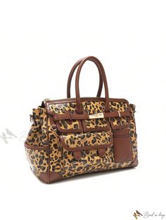 Bird in Bag - Nicole Lee Lola Medium Satchel: Elegant Womens PU Leather Shoulder Bag with Leopard Print, Versatile Design and Multiple Pockets, Includes Optional Crossbody Strap Leopard Print Travel Satchel Shoulder Bag, Leopard Print Satchel Travel Bag, Leopard Print Satchel For Travel, Elegant Leopard Print Shoulder Bag For Travel, Travel Leopard Print Satchel Shoulder Bag, Leopard Print Double Handle Satchel For Travel, Leopard Print Double Handle Travel Satchel, Leopard Print Travel Satchel, Leopard Print Satchel With Removable Pouch