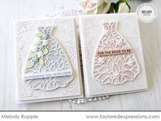 two handmade cards with flowers on them and the words for the bride to be