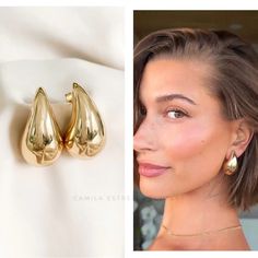 Post Earrings. Gold Plated. Super Cute Statement Earrings. Non Tarnish Hypoallergenic Water Resistant Nickel Free Bottega Earrings, Wedding Ring Finger, Earrings For Sensitive Ears, Power Bi, Drop Hoop Earrings, Chunky Hoop Earrings, Chunky Earrings, Business Intelligence, Earring Crafts