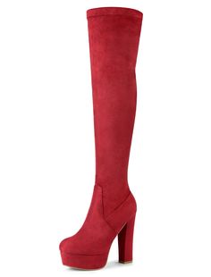 PRICES MAY VARY. Vamp: Faux Suede; Outsole: Rubber; Heel: ABS Over Knee High, Platform Heel, Block Heel Occasion: Christmas, Halloween, Weekend, Work, School Please check the size measurement chart before ordering. Heel Height: 5 1/8 inches; Shaft Height: 20 1/9 inches; Platform Height: 1 4/7 inches; Calf circumferences: 13 7/9 inches (The circumference difference of each size cylinder is 1/3 inches) Halloween Costume Boots, Over Knee High Boots, Tall Lace Up Boots, Costume Boots, Womens Chunky Heels, Platform Block Heels, Platform Heel, Buy Shoes, Chunky Heel