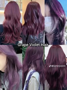 Purplish Hair Color, Blueberry Hair Color, Reddish Purple Hair, Ethereal Hairstyles, Grape Hair, Blueberry Hair, Dark Violet Hair, Pelo Color Vino