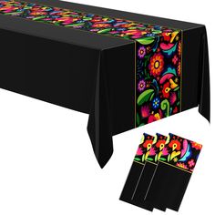 an image of a table cloth with flowers on it and place mats for the table