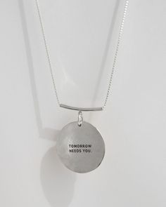 Embrace the full spectrum of your journey with our Signature Triple Hammered Coin Necklace, crafted for those who love to weave meaning into their style. This elegant necklace features a sophisticated box chain and a distinctive curved bar, creating an intentional and graceful look. With three hand-hammered coins—1", 3/4", and 1/2"—beautifully layered, it offers a canvas for your most cherished messages. Personalize each disc with custom engraving on the back, allowing you to carry a trio of inspirations close to your heart. Whether it's a mantra of strength, a whisper of love, or an affirmation of your spirit, this necklace becomes a poetic reminder of your true self. Crafted from premium 14k gold-filled or .925 sterling silver, this necklace is designed to be as enduring as your dreams. Modern Necklace With Round Pendant And Box Chain, Modern Round Pendant Necklace With Box Chain, Modern Necklace With Box Chain, Meaningful Adjustable Sterling Silver Necklace, Personalized Sterling Silver Timeless Necklace, Timeless Personalized Sterling Silver Necklace, Timeless Sterling Silver Personalized Necklace, Sterling Silver Box Chain With Round Pendant, Sterling Silver Necklace With Box Chain