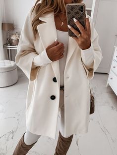 Affordable White Winter Outerwear, Cheap Casual Winter White Outerwear, Cheap Winter White Outerwear For Spring, Aesthetic Business Outfit, Ladies Coats Winter, Outfits For Italy, Outfit Ideas Sweater, Autumn Fashion Inspiration, Sweater Outfit Ideas