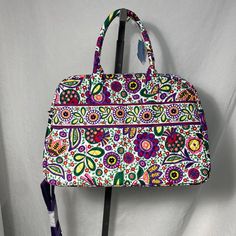 Vera Bradley Green/Purple Quilted Travel Bag 6859-1196 Jn Vera Bradley Bags, Vera Bradley, Green And Purple, Travel Bag, Travel Bags, Bag Lady, Purple, Green, Women Shopping