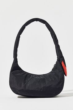 Iconic BAGGU bag in a draped swan silhouette. Shoulder bag style in heavyweight nylon with a zip pocket inside and a padded shoulder strap. Features BAGGU swan bag BAGGU shoulder bag Draped swan silhouette Medium size that fits the essentials Interior zip pocket Padded shoulder strap Zipper closure Content + Care Recycled heavyweight nylon Spot clean Imported Size Dimensions: 11" w x 3.14" d x 5" h | BAGGU Swan Bag in Black, Women's at Urban Outfitters Swan Bag, Swan Silhouette, Baggu Bag, Baggu Bags, Bag Style, Reusable Bags, Nylon Bag, Black Fits, Inside Pocket