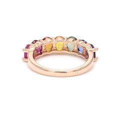 Rainbow sapphire amethyst ruby eternity band ring in 14k 18k gold, Natural rainbow gemstone ring, Rainbow ring gold, Seven chakras ring gold STONE DETAILS : ✦ Gemstone: Rainbow Sapphire, Ruby, Amethyst ✦ Gemstone Type : Natural ✦ Gemstone Size : 5x4 mm ✦ Gemstone Shape : Oval cut ✦ Number of gemstones : 7 ✦ Gemstone Weight : 3-4 carats ✦ Gemstone Grade : AAA METAL DETAILS : ✦ Metal : 14K/18K Gold ✦ Metal Color : Yellow / White / Rose Gold ✦ Setting : Shared Prong Setting ✦ Ring Box : Yes SHIPPIN Heirloom Multicolor Oval Jewelry, Yellow Gold Multi-stone Round Jewelry, Yellow Gold Multi-stone Jewelry, Yellow Gold Multi-stone Round Cut Jewelry, Yellow Gold Multi-stone Jewelry For Anniversary, Anniversary Multi-stone Yellow Gold Jewelry, Fine Jewelry Sapphire Gemstones In Yellow Gold, Yellow Gold Gemstone Ring Jewelry, Fine Jewelry Yellow Gold Sapphire Gemstones