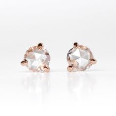 0.25 ct. Rose Cut Diamond Earring Studs  in 14K Rose or Yellow Gold - Ready to Ship - Midwinter Co. Alternative Bridal Rings and Modern Fine Jewelry Fine Jewelry Rose Gold Diamond Earrings With Rose Cut, Rose Gold Rose Cut Diamond Earrings, Anniversary Rose Cut Diamond Earrings In Rose Gold, Anniversary Rose Gold Rose Cut Diamond Earrings, Rose Gold Earrings With Rose Cut Diamonds, Rose Cut Round Diamond Earrings, Earring Studs, Diamonds And Gold, Rose Cut Diamond