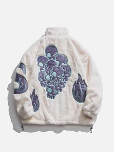 TALISHKO - Skull Embroidery Sherpa Winter Coat Plush Jacket, Skull Embroidery, Top Streetwear Brands, Streetwear Jackets, Vintage Skull, Clothing Details, Swaggy Outfits, Dolce E Gabbana, 여자 패션