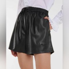 Nwt Philosophy Di Lorenzo Serafini Faux Leather Drawstring Shorts Chic Leather Shorts, Gold Shorts, Lorenzo Serafini, Cuffed Shorts, Leather Shorts, Mini Shorts, Long Shorts, Drawstring Shorts, Leather Women