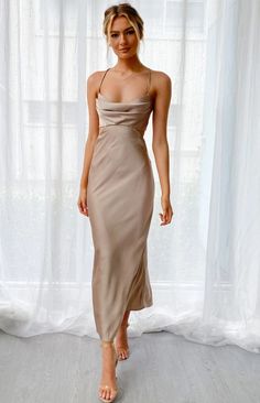 Cut Out Maxi Dress, Tan Dress, Cutout Maxi Dress, Guest Attire, Grey Maxi Dress, Long Bodycon Dress, Wedding Attire Guest, Beginning Boutique, Beige Dresses