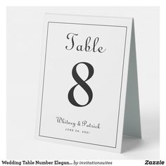 a table number card with the numbers 8 and 8 in black ink on white paper