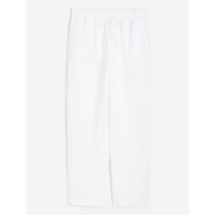 Tapered, Ankle-Length Pants In A Woven Viscose And Linen Blend; High Waist, Elasticized Waistband; Narrow Drawstring; Diagonal Side Pockets; **Brand New** Smoke Free/Pet Free Home Fit - Regular Fit Composition - Rayon 55%, Linen 45%L H&m Wide-leg Workwear Pants, Relaxed White Wide-leg Pants, Relaxed White Straight Bottoms, White Relaxed Straight Pants, Relaxed White Straight Pants, Relaxed White Pants For Workwear, White Relaxed Ankle-length Pants, Relaxed White Ankle-length Pants, Relaxed White Ankle-length Bottoms