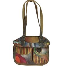 Anuschka Handpainted Leather Medium Buckle Shoulder Bag Southwest Tribal Never Used But Has Two Unmatched Shoulder Straps With Slight Variation In Length And Color (Third To Last Photo), Genuine Handpainted Leather, Handcrafted Bag Including A 100% Cotton Unbranded Storage Bag. Care Instructions In Last Photo. Top Zip Entry To Main Compartment Outside Front Has Two Snap Pockets Outside Back Has Zip Pocket Inside Back Wall Has Zip Pocket Inside Front Wall Has Two Multipurpose Pockets Attached Key Hand Painted Leather Tote Shoulder Bag, Hand-painted Leather Tote Shoulder Bag, Leather Hand Painted Crossbody Bag, Hand Painted Leather Crossbody Bag, Artisan Hand Painted Shoulder Bag For Everyday, Artistic Hand Painted Leather Shoulder Bag, Artistic Hand Painted Brown Bag, Artistic Brown Hand Painted Bag, Hand Painted Brown Satchel Shoulder Bag