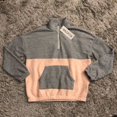 Wildfox Women’s Lea Sweatshirt In Heather/Nectar Size Small. Two Toned 1/4 Zip Up Sweater With Large Front Pocket. Super Cozy! New With Tags! Trendy Color Block Sweatshirt For Loungewear, Spring Half-zip Loungewear Sweater, Spring Half-zip Sweater For Loungewear, Pink Color Block Sweatshirt For Spring, Pink Color Block Tops For Loungewear, Pink Sporty Sweater For Fall, Sporty Pink Sweater For Fall, Pink Sporty Tops For Fall, Sporty Pink Top For Fall