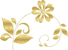 a gold floral design on a white background