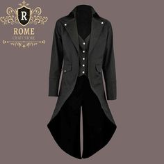 Men Steampunk Vintage Tailcoat Jacket Gothic Victorian Frock Coat Halloween Suit The RomeCraftStore & Company offers the Best Quality Steampunk Tailcoat Gothic Jacket. This is an informal long tail Jacket usually worn as a Gothic Costume on different occasions like Halloween. The original Colour may be slightly different from the pictures which are for reference purposes, real product colour shades may slightly differ from how it is displayed on your device's screen. Features: Be the center of a Steampunk Outerwear For Halloween Costume Party, Gothic Outerwear For Larp In Fall, Fall Gothic Outerwear For Larp, Steampunk Outerwear For Halloween Cosplay, Steampunk Black Outerwear For Halloween, Black Steampunk Outerwear For Halloween, Vampire Style Winter Costume Outerwear, Punk Style Formal Winter Outerwear, Winter Formal Punk Outerwear