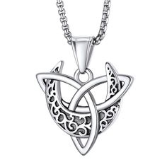 an intricate celtic knot pendant on a chain