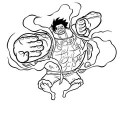 a black and white drawing of a cartoon character with his arms spread out in the air