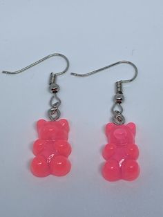 Pink Kawaii Gummy Bear Earrings are on silver tone fishhook earrings are are absolutely adorable! Kawaii Gummy Bear, Gummy Bear Earrings, Fishhook Earrings, Pink Kawaii, Bear Earrings, Earring Holder, Gummy Bear, Fish Hook Earrings, Gummy Bears