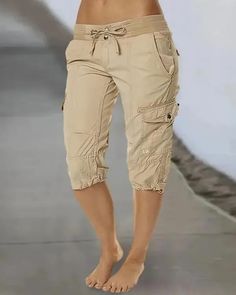 Lasaky - Capri pants with pocket and drawstring Capri Cargo Pants, Sporty Pants, Summer Pants Women, Casual Skirt Outfits, Casual Wide Leg Pants, Bottom Clothes, Color Khaki, Pocket Detail, Olivia Mark