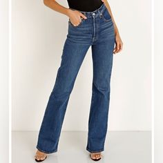 Levi’s Ribcage Bootcut Blue Jeans. Size 31x33 And 25x33. New With Tags Levis 512 Woman, Denizen Jeans, Vintage 501, 90s Era, Trendy Boots, Levi’s Jeans, How To Stretch Boots, Medium Wash Jeans, Boot Cut Denim