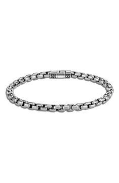 This slim box-chain bracelet in durable sterling silver makes a subtle everyday accessory. Style Name:John Hardy Men's Classic Chain Box Chain Bracelet. Style Number: 6022007. Available in stores. Classic Silver Chain Bracelet With Polished Finish, Classic Link Bracelets With Solid Link Construction, Timeless Sterling Silver Chain Bracelet With Polished Finish, Timeless Sterling Silver Bracelet With Rectangular Links, Classic Box Chain Link Bracelets, Minimalist Polished Chain Link Bracelet, Classic Sterling Silver Bracelets With Polished Finish, Luxury Sterling Silver Box Chain Bracelet For Formal Occasions, Timeless Sterling Silver Chain Bracelet With Solid Links