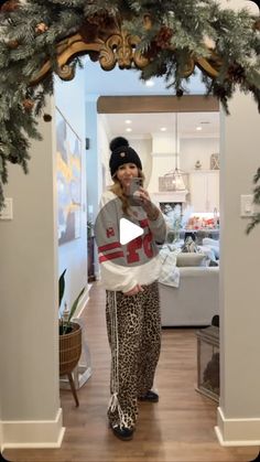 LeGina Oseguera|  Fashion & Style Influencer on Instagram: "Super fun leopard outfit of the day! These pants are so lightweight and can be worn year around. The sweatshirt is also lightweight, but tuba cute jersey look to it. Perfect for running errands and going Christmas shopping ! I’ll  attach links in my LTK! 
.
.
#leopard #leopardlook #casualstyle #casualoutfit #beanie #alo #truckerhat #shein #over40style #puffervest #midsizestyle #over50style" Leopard Outfit, Leopard Outfits, Midsize Style, Fashion Over 50, Puffer Vest, Christmas Shopping, Running Errands