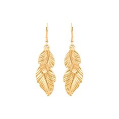 Plume Earrings Adjustable Gold Feather Earrings, Elegant Adjustable Feather Earrings, Gold Feather Earrings As A Gift, Gold Feather Earrings For Gift, Elegant Feather Earrings, Feathers, Gold Plate, Plating, Brass