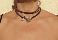 Leather Choker Necklace Wrap Leather Necklace for Women Boho - Etsy Bohemian Lariat Choker, Bracelets Hippie, Heart Choker Necklace, Metal Choker, Leather Choker Necklace, Silver Choker Necklace, Hippie Bracelets, Wrap Necklaces, Silver Choker