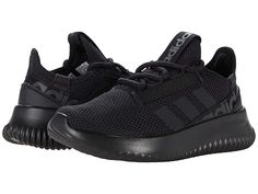 adidas Kids Kaptir 2.0 (Little Kid/Big Kid) - Boy's Shoes : Black/Black/Carbon : adidas Kids Kaptir 2.0 is a top flight running shoe with the softness and good looks for cross training and everyday use. Lace-up knit sneaker with a sock-like fit. Cloudfoam SURROUND memory foam footbed molds to the natural shape of foot. Heel counter support. Upper made from textile and synthetic material. Lining and insole made out of textile material. Synthetic outsole. Imported. Measurements: Weight: 5 oz Produ Comfortable Adidas Running Shoes, Comfortable Adidas Logo Running Shoes Lace-up, Comfortable Adidas Running Shoes With Logo, Comfortable Adidas Logo Lace-up Running Shoes, Comfortable Adidas Running Shoes With Lace-up Design, Comfortable Adidas Lace-up Running Shoes, Adidas Comfortable Lace-up Running Shoes, Comfortable Adidas Running Shoes For Sports, Adidas Slip-on Running Shoes With Logo